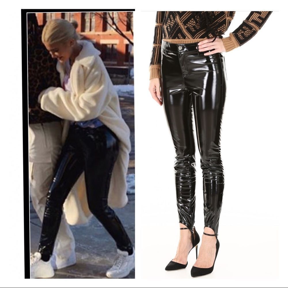 RtA Vinyl Black Suspender Pants Size 24